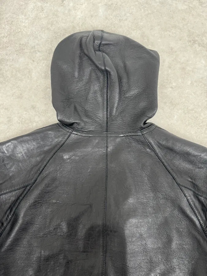 SS2015 Emporio Armani Black Leather Hooded Jacket EfsbSnZ 8