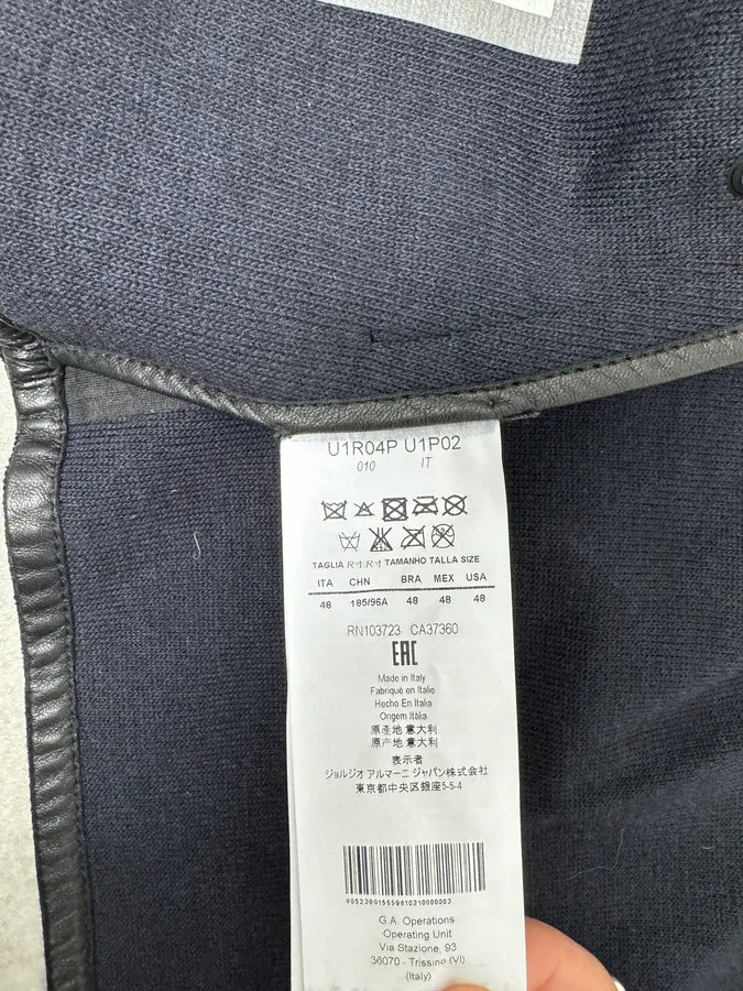 SS2015 Emporio Armani Black Leather Hooded Jacket EfsbSnZ 12