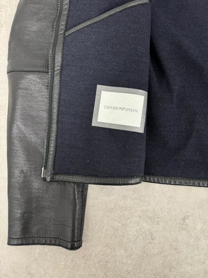 SS2015 Emporio Armani Black Leather Hooded Jacket EfsbSnZ 9