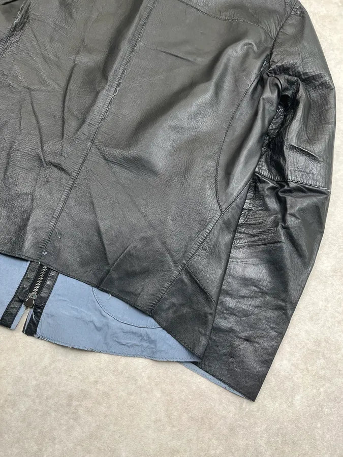 SS2013 Emporio Armani Black Hooded Leather Jacket sRSbBVL 7