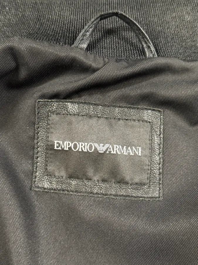 AW2019 Emporio Armani Black Leather Minimalist Biker Jacket bVengcp 8