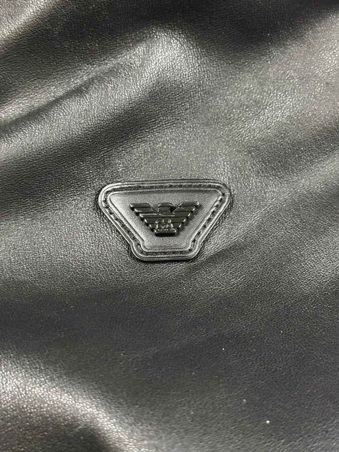 AW2019 Emporio Armani Black Leather Minimalist Biker Jacket bVengcp 7