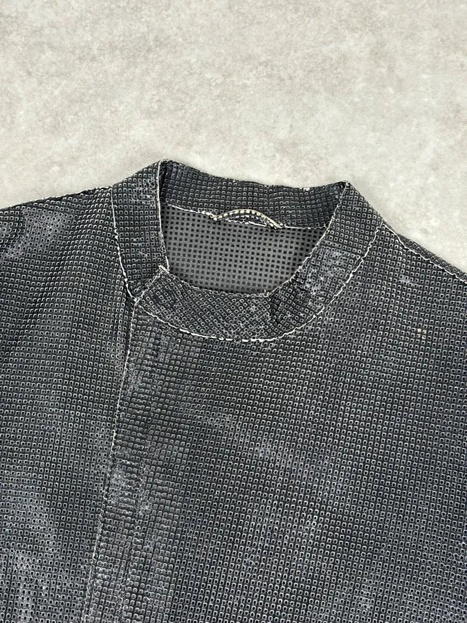 SS2014 Emporio Armani Dark Grey Leather Perforated Laser-Cut Jacket XNcfWbG 4