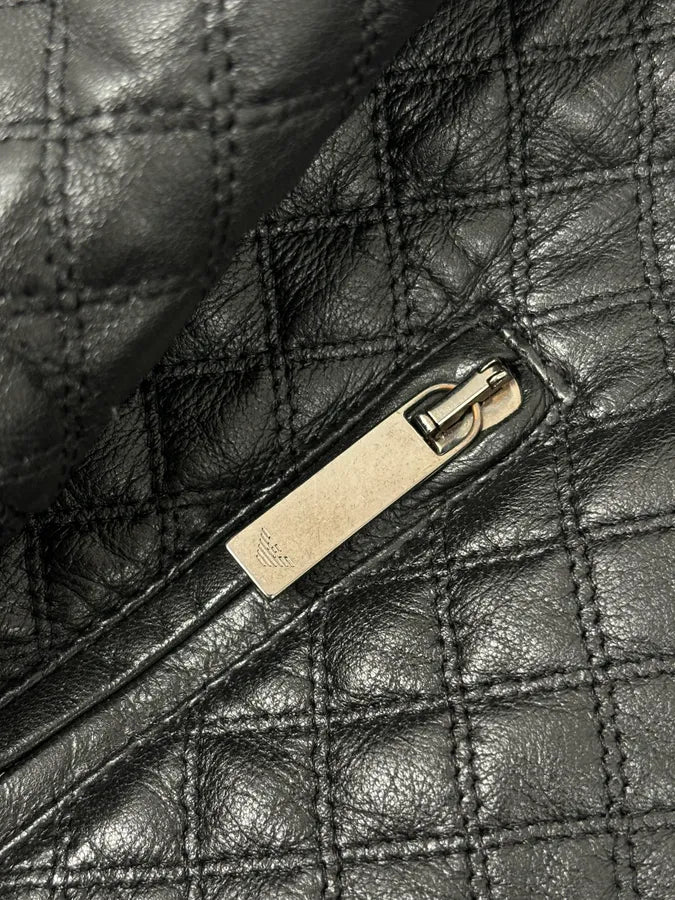 AW2012 Emporio Armani Black Leather Hooded Quilted Jacket JkAAEkR 8