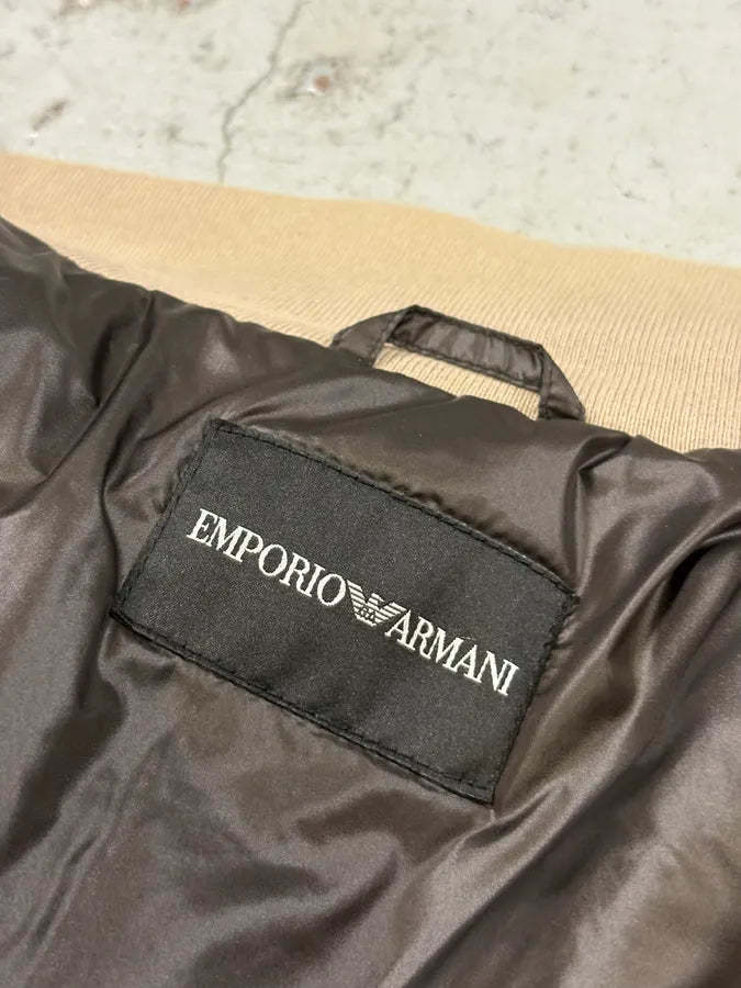 2000s Emporio Armani Brown Nylon Contrast Collar Bomber Jacket mSGWvDf 9