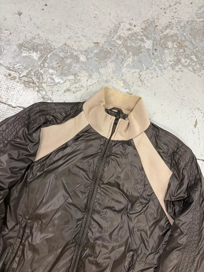 2000s Emporio Armani Brown Nylon Contrast Collar Bomber Jacket mSGWvDf 3