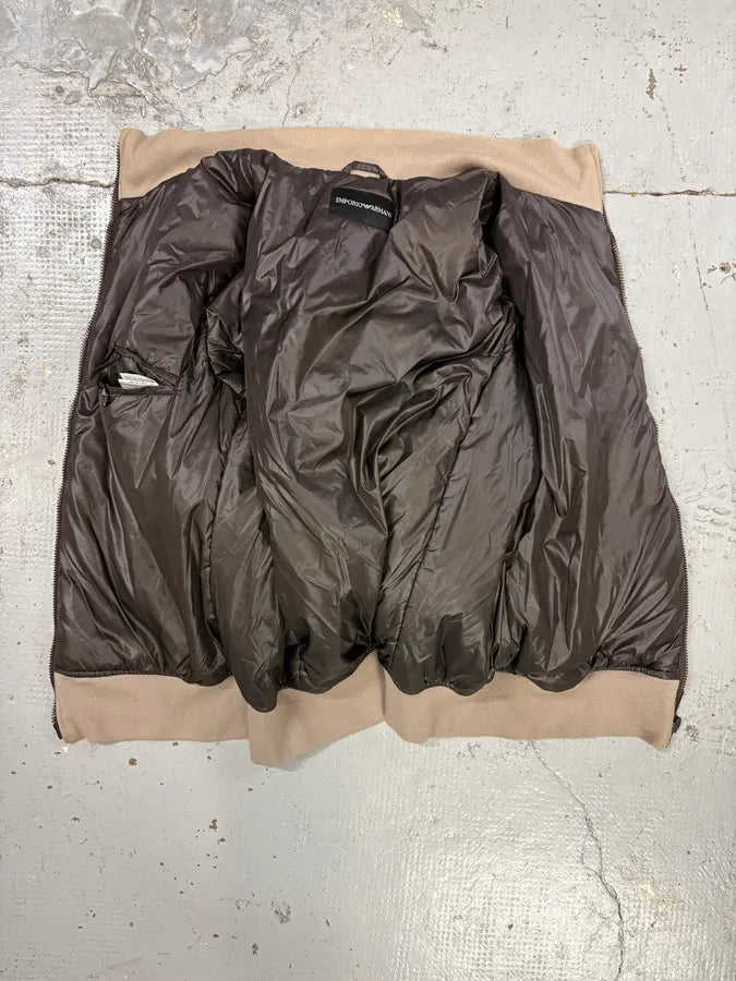 2000s Emporio Armani Brown Nylon Contrast Collar Bomber Jacket mSGWvDf 6