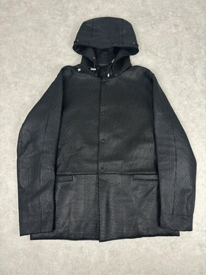 AW2013 Emporio Armani Black Perfored Hooded Jacket uYkNMct 0