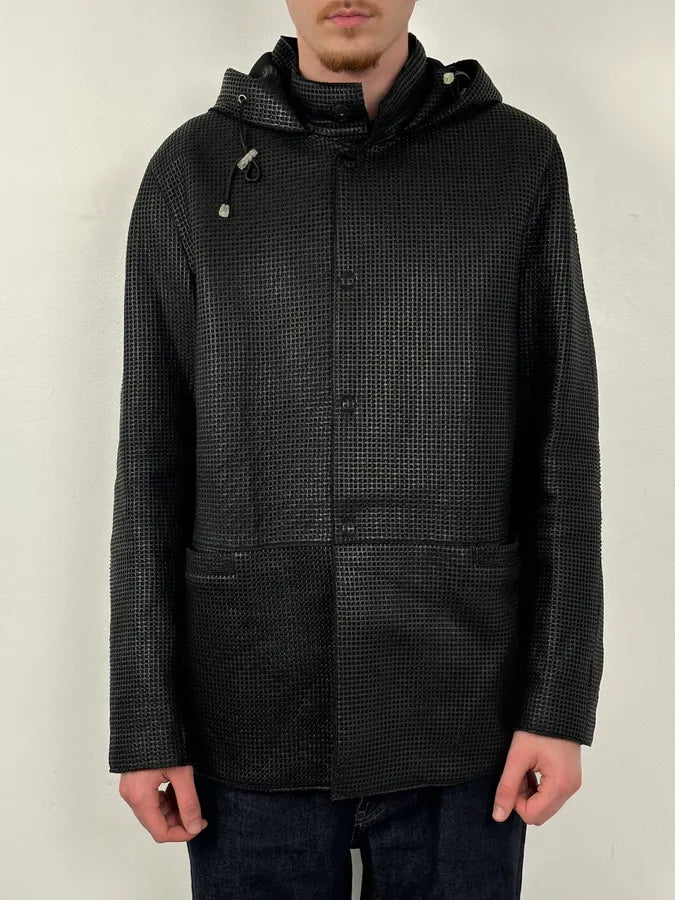 AW2013 Emporio Armani Black Perfored Hooded Jacket uYkNMct 1