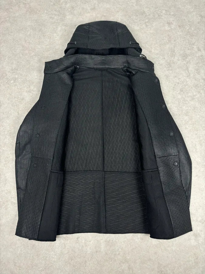AW2013 Emporio Armani Black Perfored Hooded Jacket uYkNMct 6