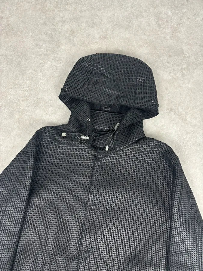 AW2013 Emporio Armani Black Perfored Hooded Jacket uYkNMct 3