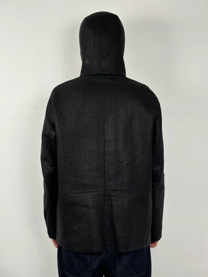 AW2013 Emporio Armani Black Perfored Hooded Jacket uYkNMct 2