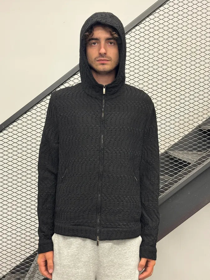 SS2020 Emporio Armani Black Nylon Hooded Windbreaker Light Jacket JgCChoC 1