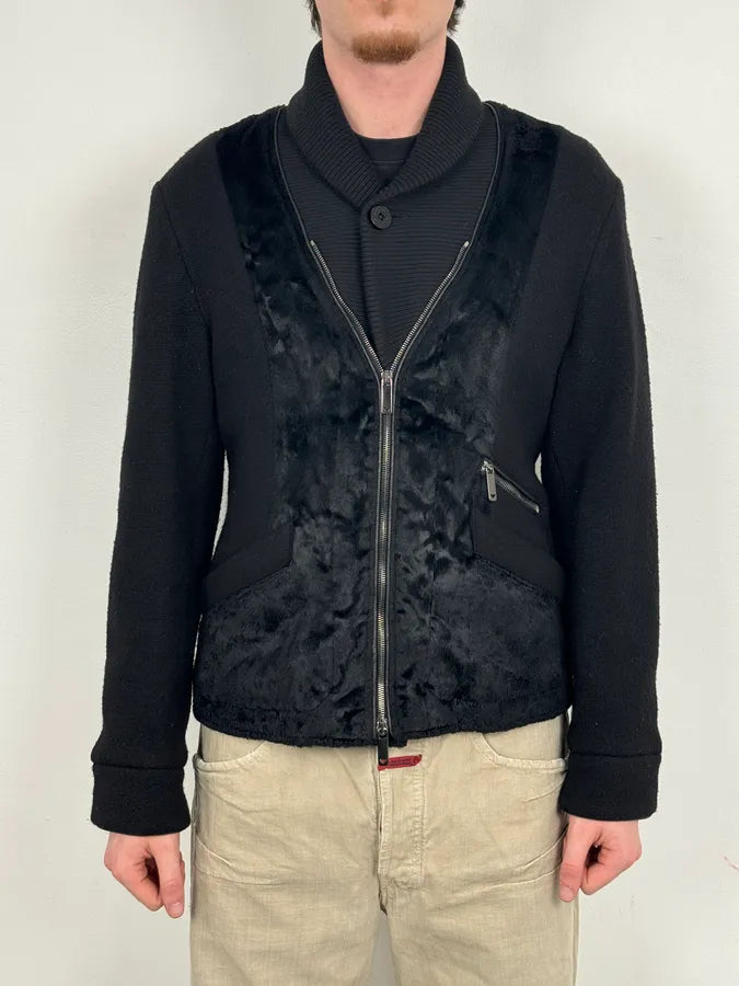 2000s Emporio Armani Black Pony Hair & Wool Jacket XzUkOms 1