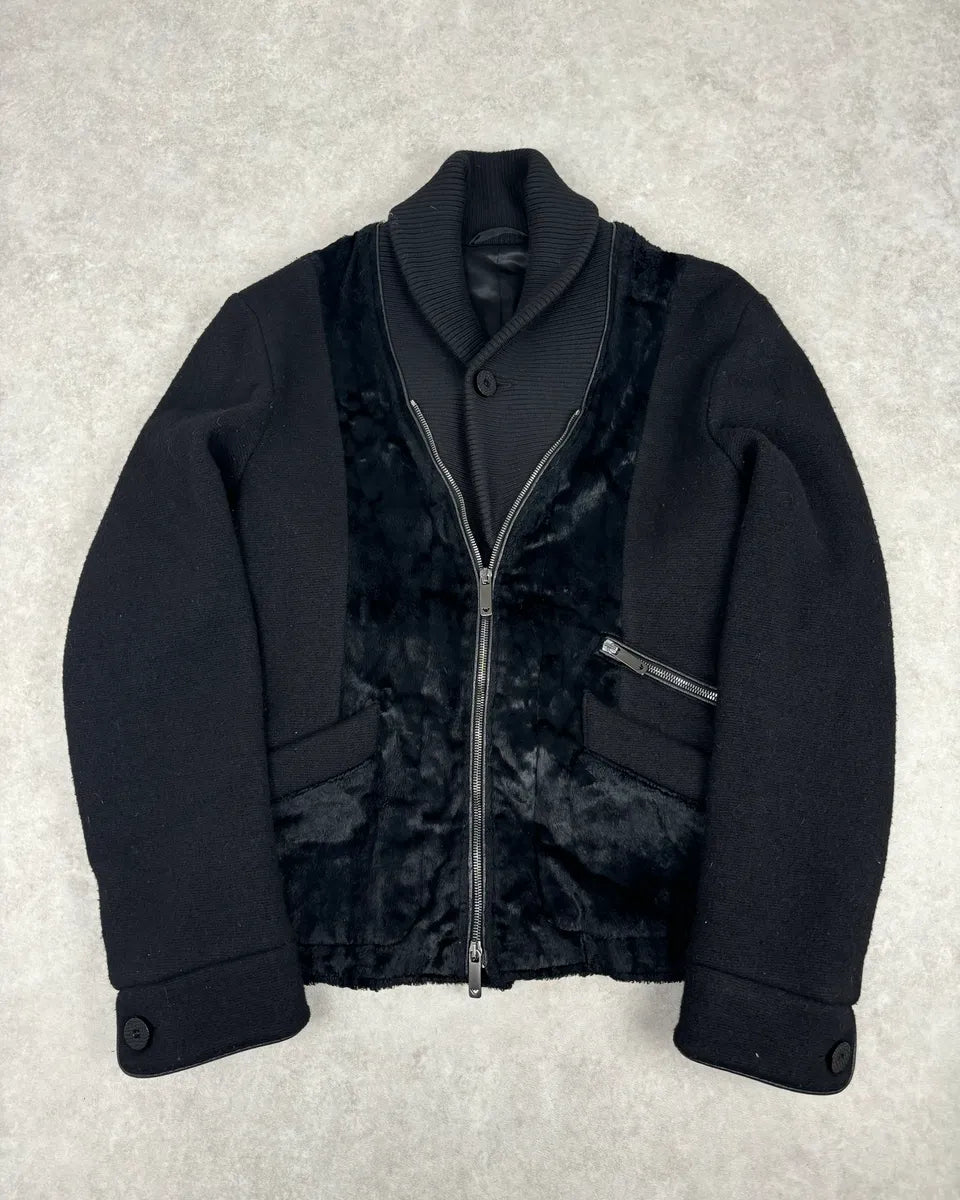 2000s Emporio Armani Black Pony Hair & Wool Jacket XzUkOms 0