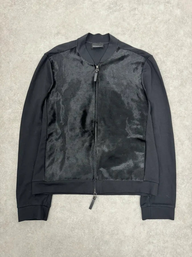 Emporio Armani Black Pony Hair Front Zip-up Sweater fmdJiUT 0