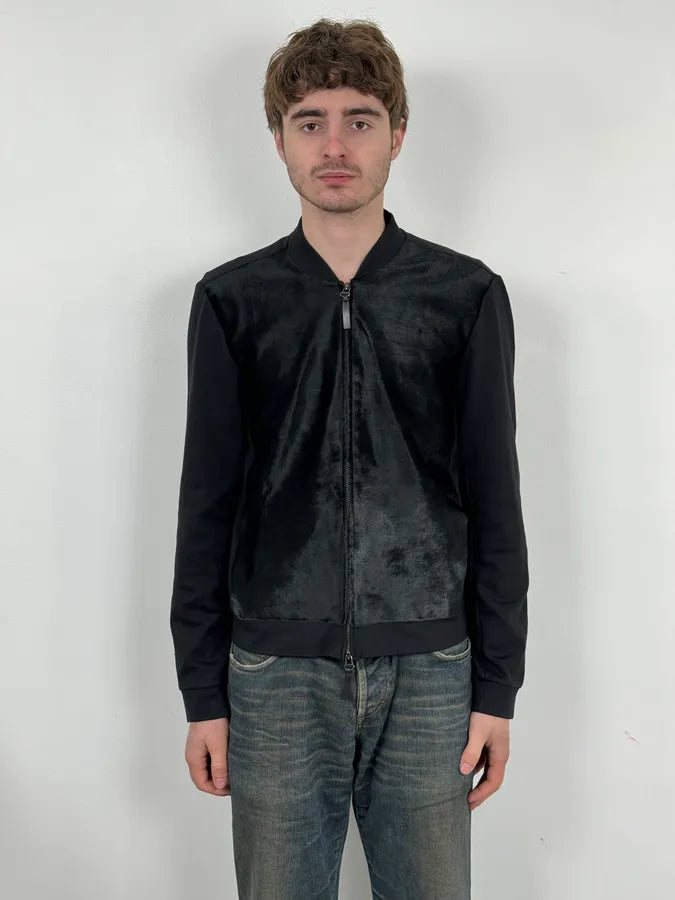 Emporio Armani Black Pony Hair Front Zip-up Sweater fmdJiUT 1