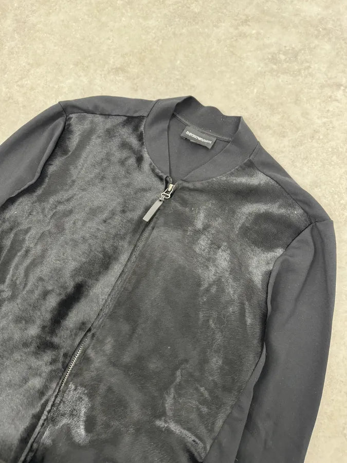 Emporio Armani Black Pony Hair Front Zip-up Sweater fmdJiUT 3