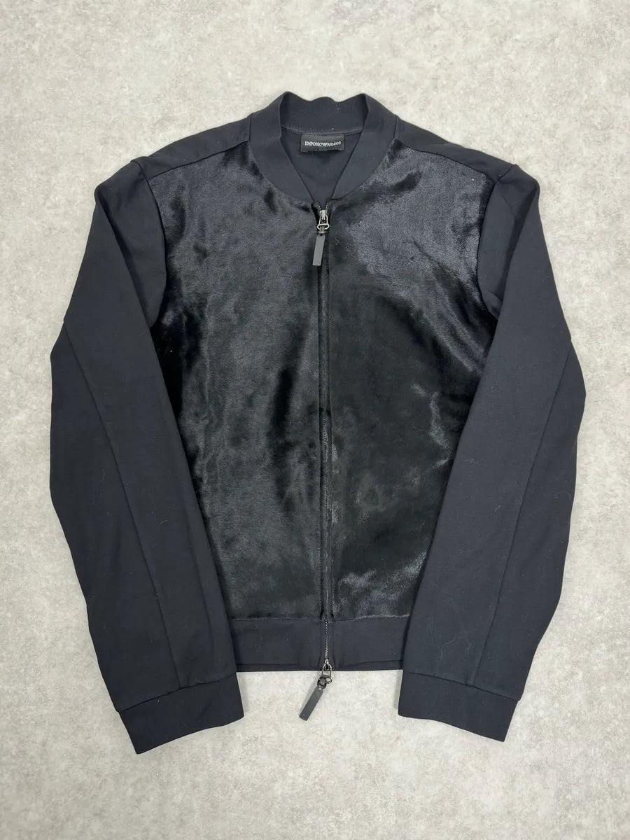 Emporio Armani Black Pony Hair Front Zip-up Sweater fmdJiUT 5