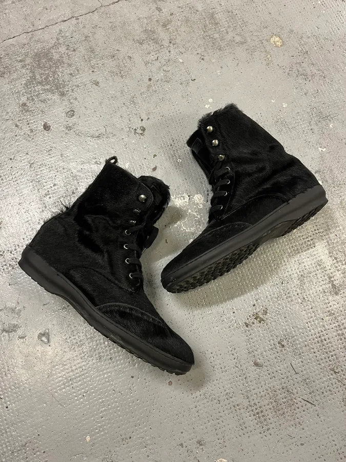 Emporio Armani Black Pony Hair Leather Ankle Boots dVdvbQx 2