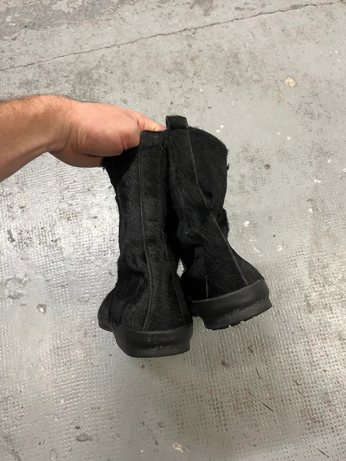 Emporio Armani Black Pony Hair Leather Ankle Boots dVdvbQx 5