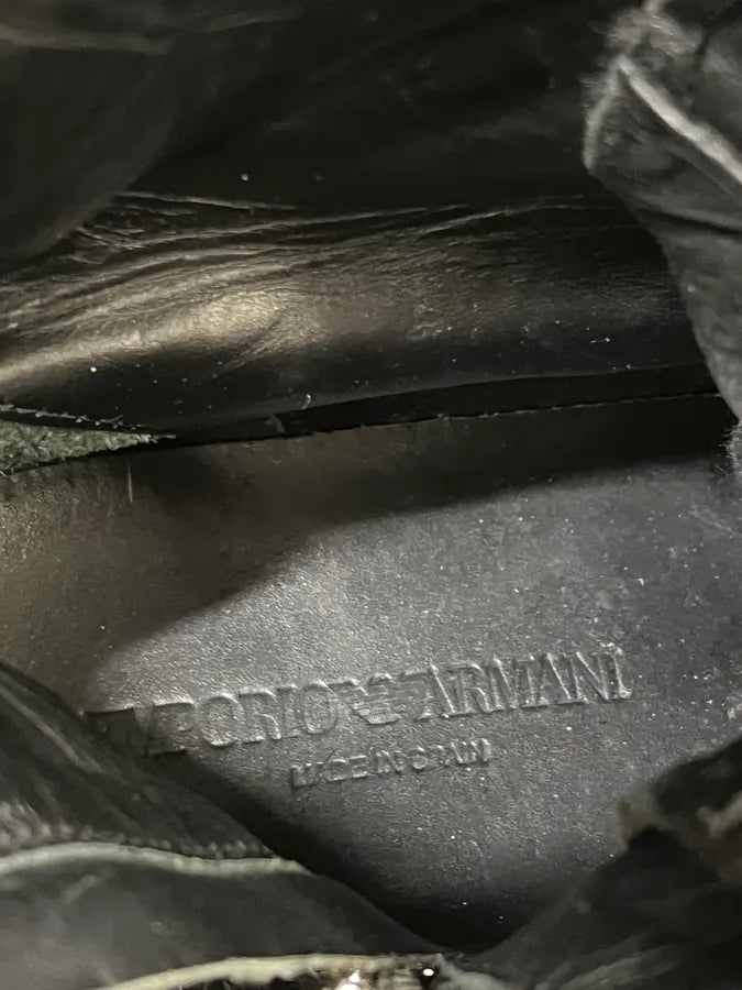 Emporio Armani Black Pony Hair Leather Ankle Boots dVdvbQx 9