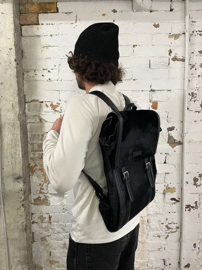 Emporio Armani Black Pony Hair Leather Backpack ulMhDQN 2