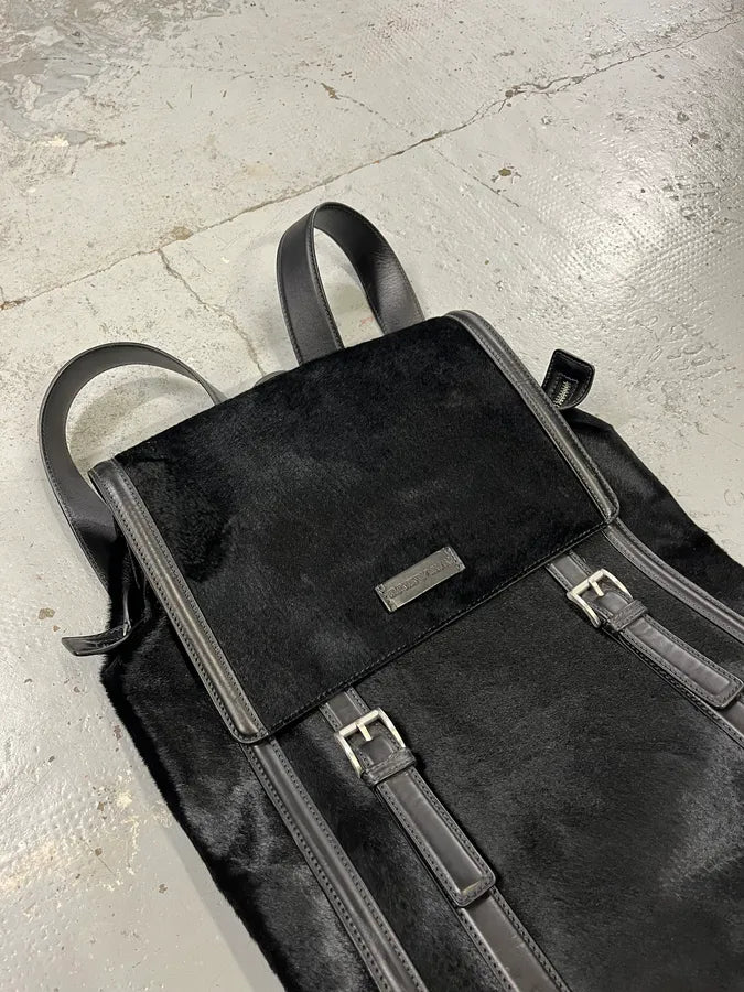 Emporio Armani Black Pony Hair Leather Backpack ulMhDQN 3