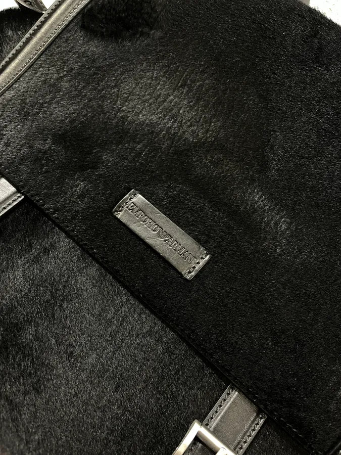 Emporio Armani Black Pony Hair Leather Backpack ulMhDQN 4