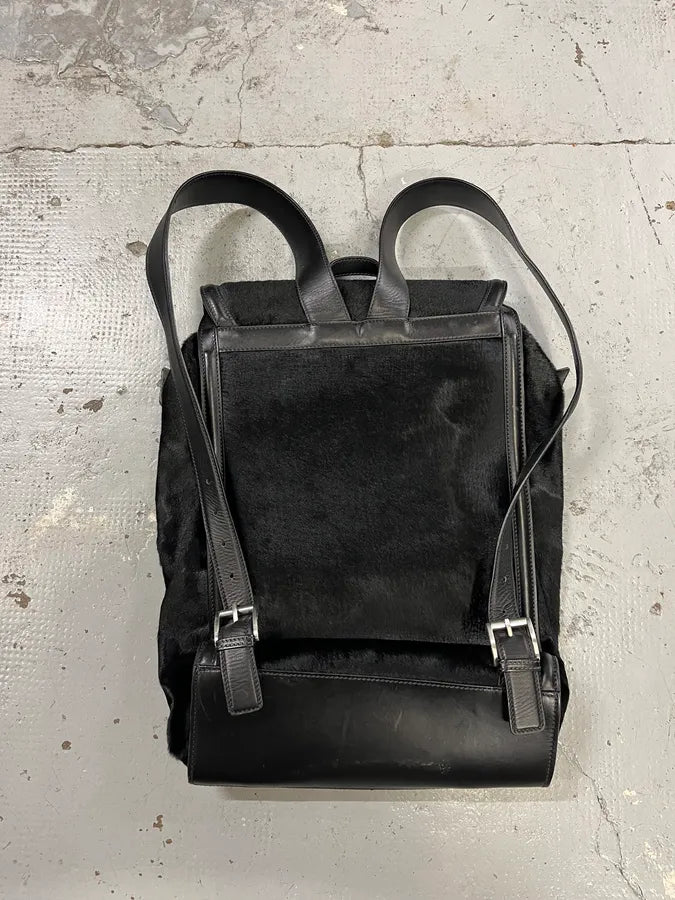 Emporio Armani Black Pony Hair Leather Backpack ulMhDQN 6