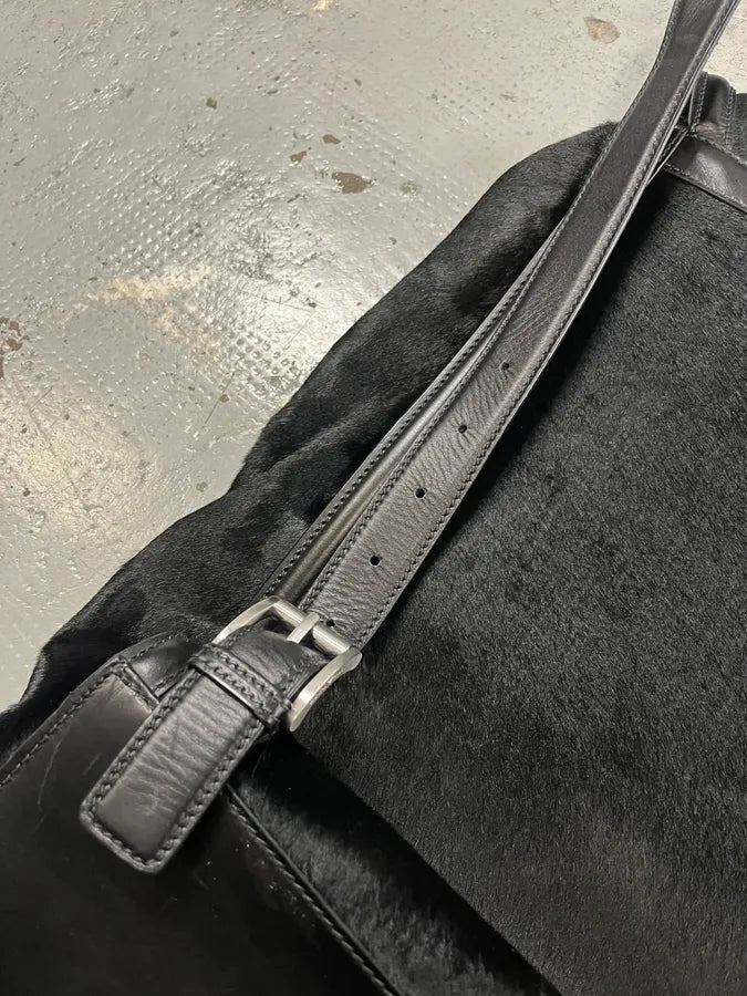 Emporio Armani Black Pony Hair Leather Backpack ulMhDQN 7
