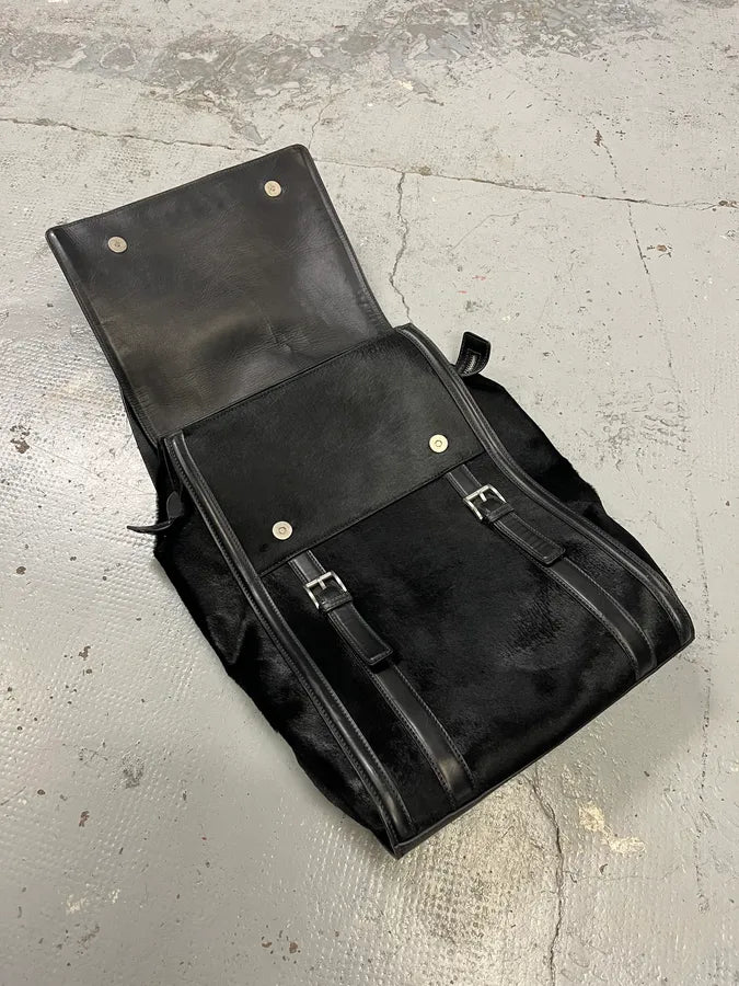 Emporio Armani Black Pony Hair Leather Backpack ulMhDQN 8
