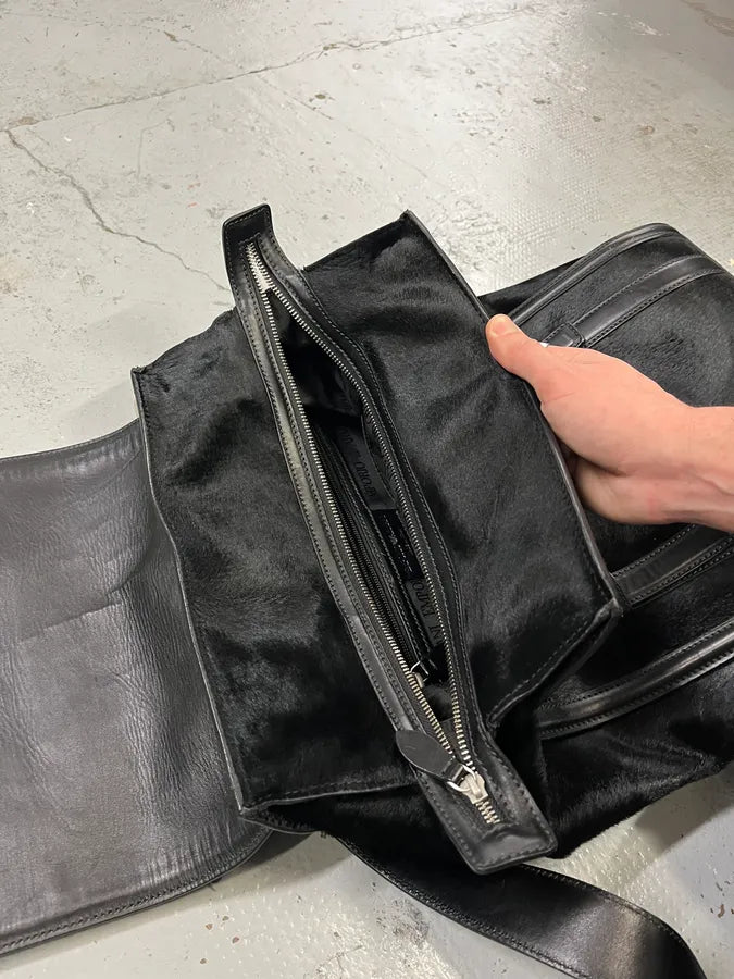 Emporio Armani Black Pony Hair Leather Backpack ulMhDQN 9