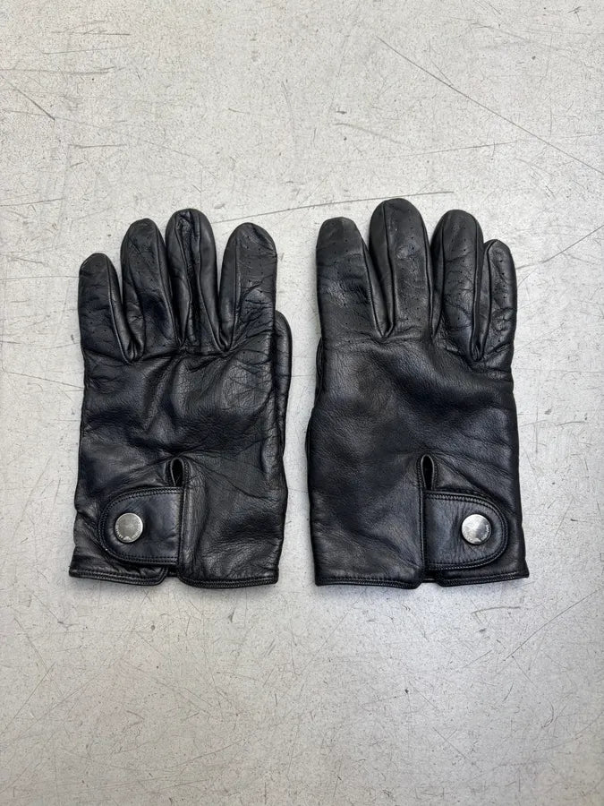 Emporio Armani Black Premium Biker Leather Gloves USsyavY 2