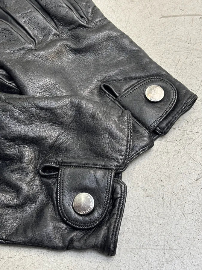 Emporio Armani Black Premium Biker Leather Gloves USsyavY 4