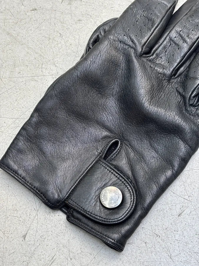 Emporio Armani Black Premium Biker Leather Gloves USsyavY 5