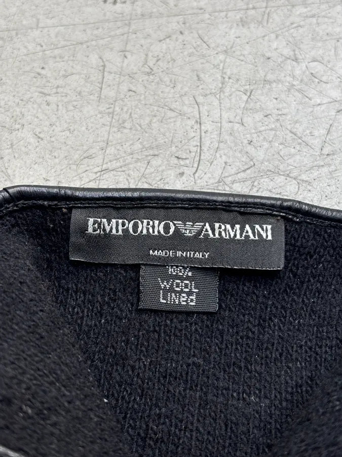 Emporio Armani Black Premium Biker Leather Gloves USsyavY 7