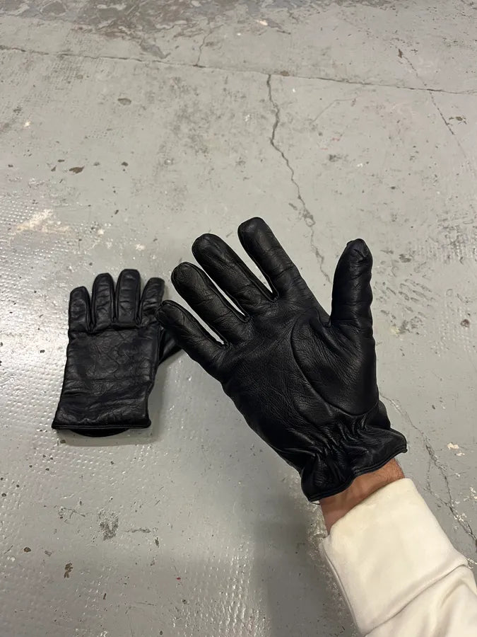 Emporio Armani Black Premium Leather Gloves VLtOsHk 1