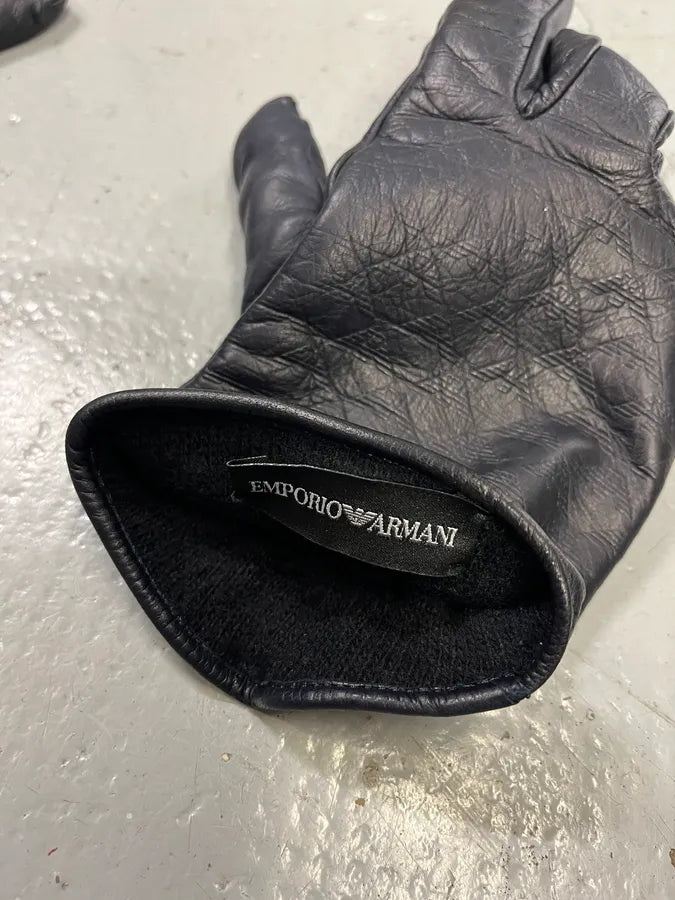 Emporio Armani Black Premium Leather Gloves VLtOsHk 5