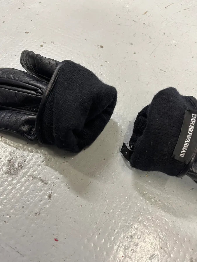 Emporio Armani Black Premium Leather Gloves VLtOsHk 6