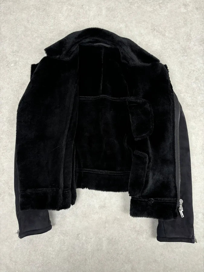 AW2001 Emporio Armani Dark Navy Shearling Tornado Zip Jacket  ZLqzWpD 8