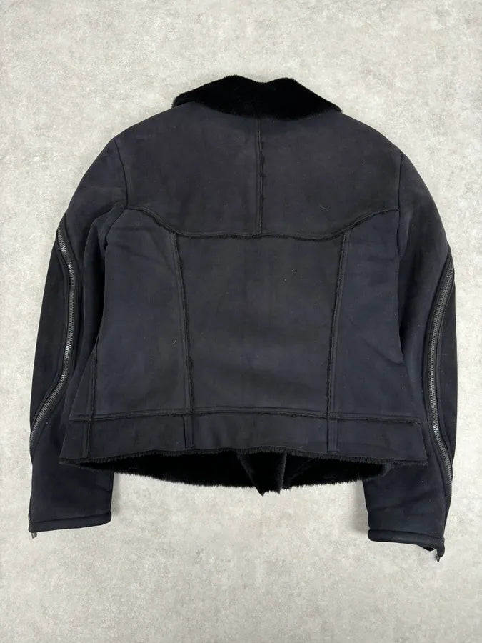 AW2001 Emporio Armani Dark Navy Shearling Tornado Zip Jacket  ZLqzWpD 6