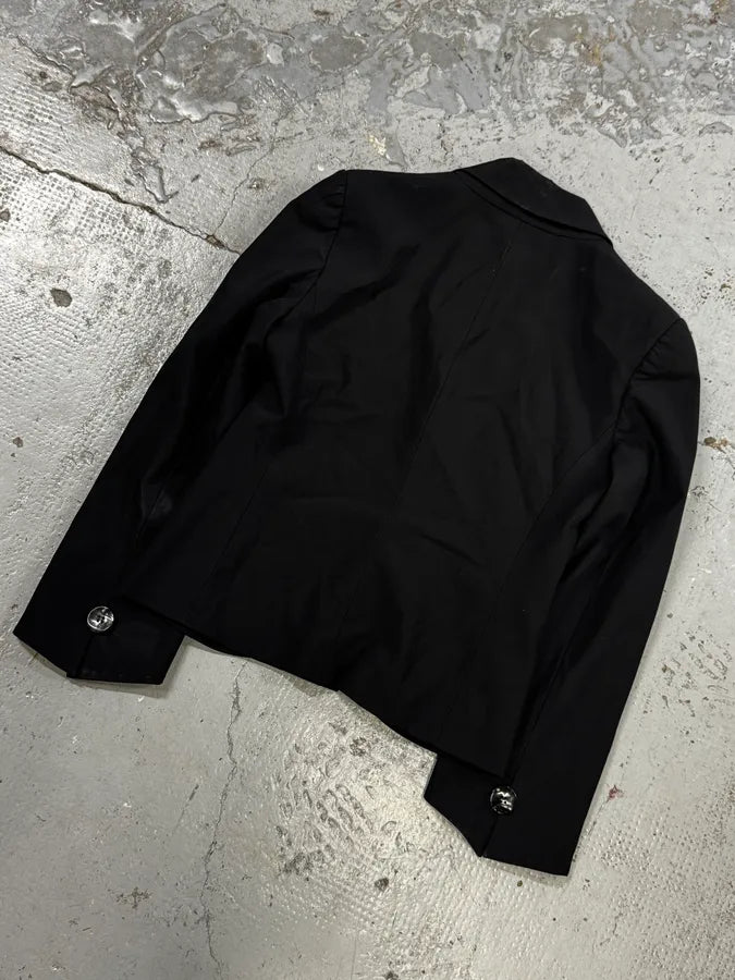 SS2006 Emporio Armani Black Ruched Wool Blazer Jacket NVXoRQU 5