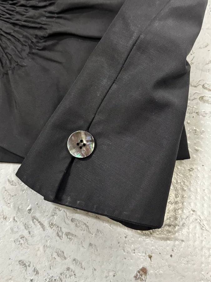 SS2006 Emporio Armani Black Ruched Wool Blazer Jacket NVXoRQU 9