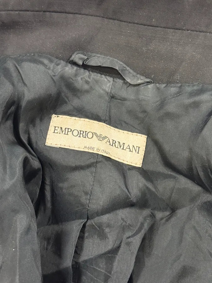 SS2006 Emporio Armani Black Ruched Wool Blazer Jacket NVXoRQU 10