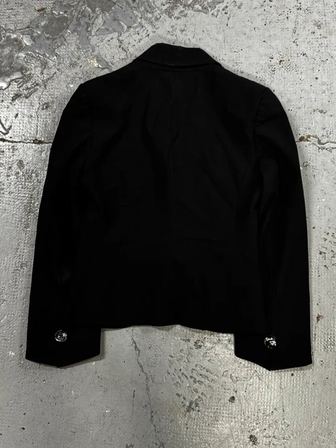 SS2006 Emporio Armani Black Ruched Wool Blazer Jacket NVXoRQU 3