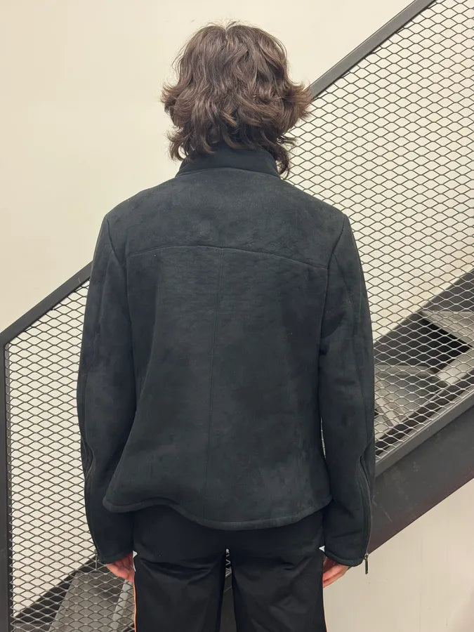 2000s Emporio Armani Black Suede Tornado Zips Fur Lined Jacket JYKrnAA 1