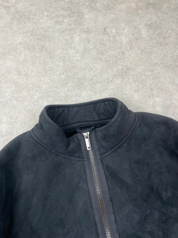 2000s Emporio Armani Black Suede Tornado Zips Fur Lined Jacket JYKrnAA 5