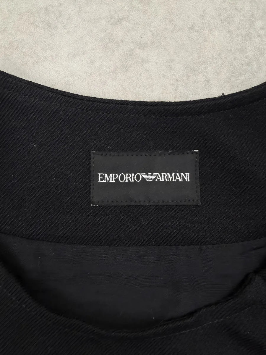 AW2022 Emporio Armani Black Wool Asymmetric Zip Vest FXvGDhE 4