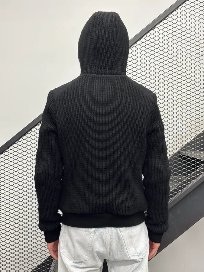 AW2013 Emporio Armani Black Wool Faux Fur Lined Zip-up Hoodie xuTAPPg 2